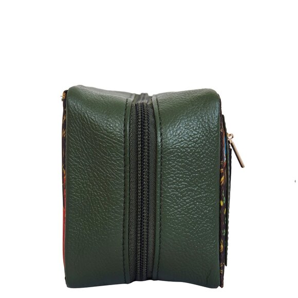 Ladies Hand Crafted Green Printed Fabric Travel Jewellery Case Pouch - Sishka - Picture 6 of 9